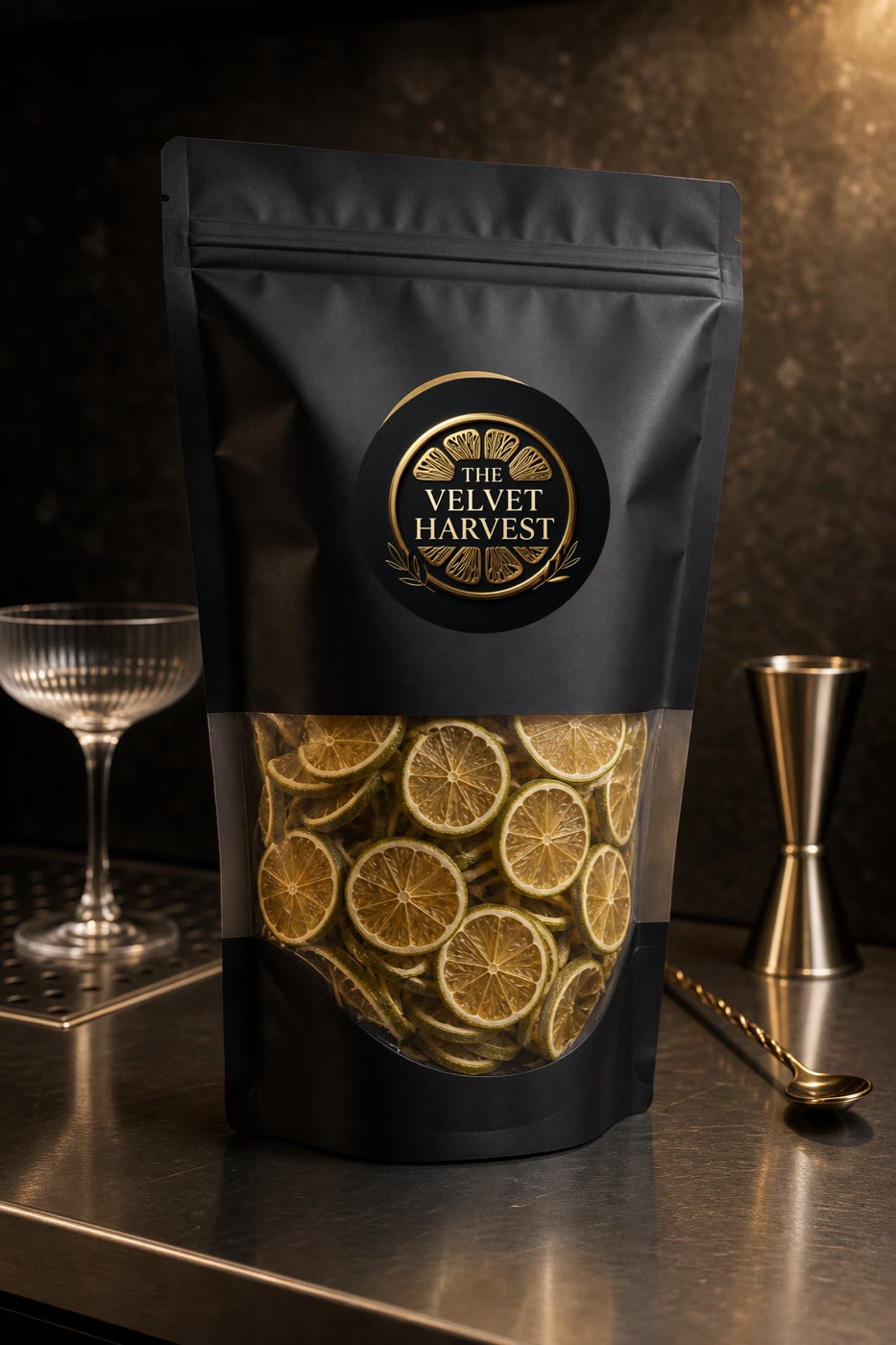 The Velvet Harvest branded 500g or 1kg hospitality lime garnish pouch