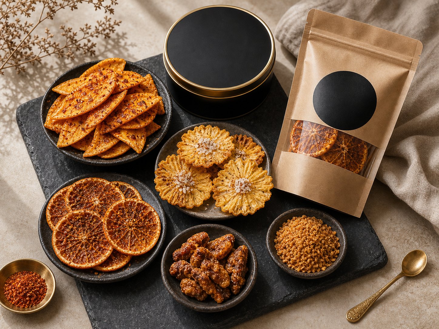 Velvet Spice range with chilli mango, black salt pineapple and chaat citrus